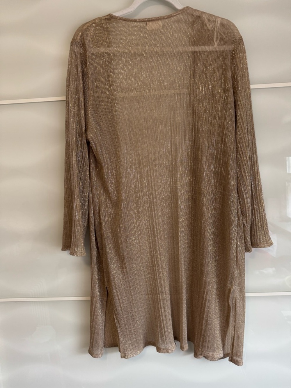 Vintage gold sheer duster cardigan made in Canada size L metallic - Picture 3 of 4
